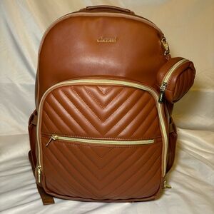 Lovevook Faux leather brown diaper bag Baby bag bookbag